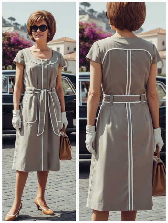 Dress Barn Dresses & Skirts - Dress Barn 16 Vintage Jackie O Timeless Contemporary Contrast Piping Midi Dress